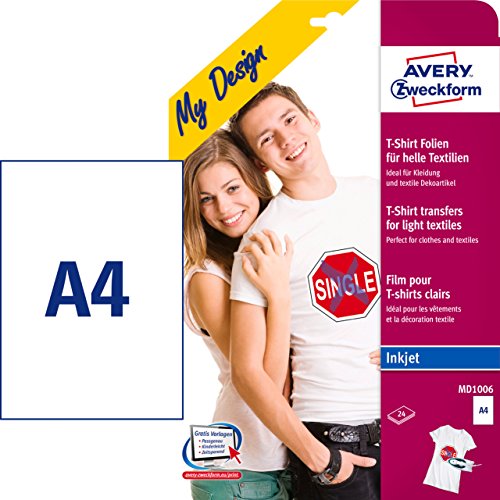 Avery Zweckform MD1006 Textilfolien für helle Textilien (A4, 210 x 297 mm) 24 Blatt - 2