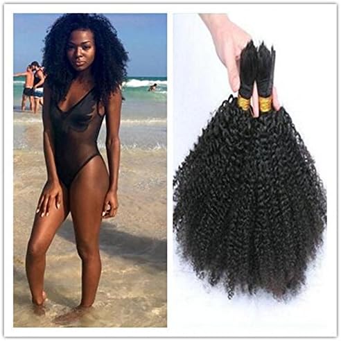 300g 16inch Unprocessed Brazlian Virgin Hair Braiding Bulk Natural Color 100% Hair No Weft Bulk Human Braiding Kinky Curly Hair (3pcs 16inch)