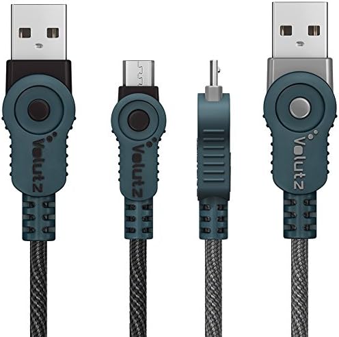 Volutz Micro USB Cable Nylon Braided, 2-Pack (6.6 feet + 6.6ft) Sturdy High Speed and Durable USB Lead for Android Devices, Samsung, Huawei, HTC, Sony and More - ArmorCord Series