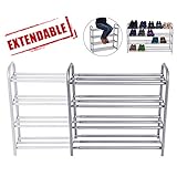 GEMITTO Meuble Chaussures, 4 Couches Robuste Porte-Chaussures, Extensible Étagère à Chaussures 60-106cm x 22.5cm x 61.5cm