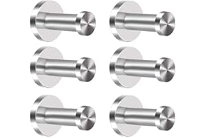 KINDPMA ManYee 6 Pezzi Gancio Portasciugamani Ganci in Acciaio Inox Gancio Appendiabiti Bagno Appendi Cappotti da Parete Muro per Vestiti Accappatoio Asciugamani con Viti Tasselli
