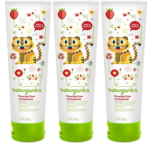 BabyGanics Fluoride Free Toothpaste 4 oz, 3 Pack - Strawberry
