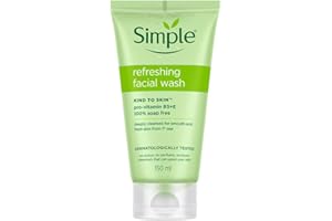 Simple Kind To Skin Refreshing Facial Wash 150 ml | 100% Soap-Free Facewash that doesn't dry out your skin| For All Skin Types
