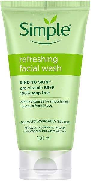Simple Kind To Skin Refreshing Facial Wash 150 ml | 100% Soap-Free Facewash that doesn't dry out your skin| For All Skin Types