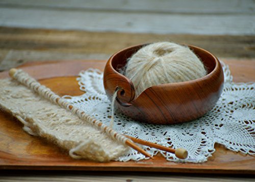 Premium Rosewood Crafted Wooden Portable Yarn Bowl | Knitting Bowls | Crochet Holder | Nagina International (7 x 7 x 3 Inches) - 3