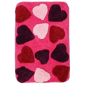 Saral Home Soft Microfiber Anti-Skid BathMat -(Pink, 40X60 cm)