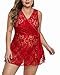 Plus Size Lingerie Red Wrap Sash Tie Floral Lace for Women |...