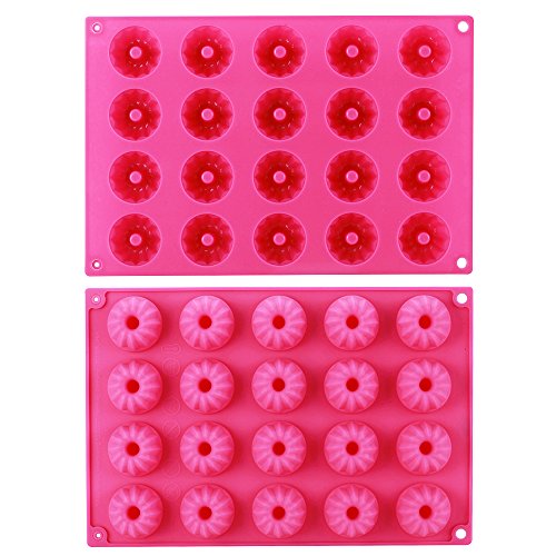 ZITFRI 20er Mini Gugelhupf Backform silikon Gugelhupfform 30x20x2,3cm, rosa - 4