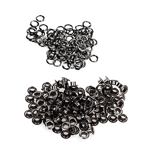 100pcs Weinlese Messingmetallöse Durchführungstülle für Leder Craft 4mm Silber Ton Schwarz - 2