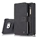 Produktbild Roreikes Multi-function Wallet Case Hülle 2 in 1 Detachable Leather hülle Tasche Schutzhülle Etui Flip Wallet Stand Cover mit Kartenfächer für Samsung Galaxy S6 Edge+/Galaxy S6 Edge Plus - Schwarz