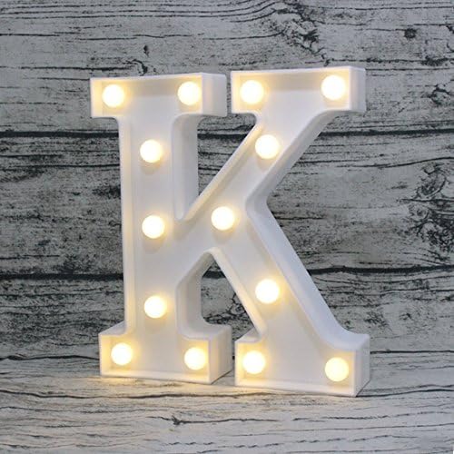 LED Letter Lights Marquee Alphabet Light Up Marquee Letters Sign For Wedding Birthday Party Battery Operated Christmas Night Light Lamp Home Bar Decoration (K)