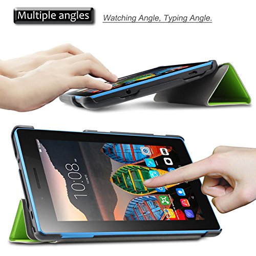 Lenovo TAB3 7 Essential / Lenovo Tab3 A7-10 Hülle, Infiland Ultra Dünn und Leicht PU Leder Schutzhülle mit Standfunktion für Lenovo TAB3 7 Essential (Lenovo TB3-710F) 7,0 Zoll Tablet 2016 Release/Lenovo Tab3 A7-10 mit Standfunktion(Grün) - 3