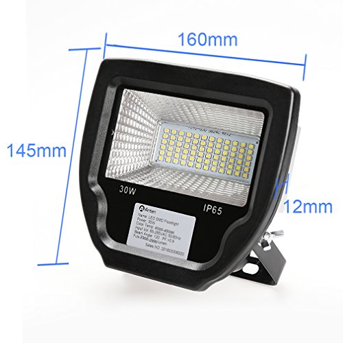 Anten LED Aussen Ultraheller Fluter/Strahler/Flutlicht/Scheinwerfer Wasserdicht IP65 Wetterfest mit Ständer ohne Stecker und Batterie: Design Ultra Slim Mini Flach & Schwenkbar ( Warmweiss Kaltweiss Neutralweiss & 3000K 4000K 6000K & 10W 20W 30W 50W & AC85-265V) - 2
