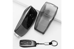 XMSCN Funda de TPU con cordón para Llavero Compatible con Mercedes-Benz A, B, C, E, G, S, SL, CLA, CLE, CLS, GLA, GLC, GLE, GLK, GLE, GLS, AMG, Funda para Llave de Coche de 3 Botones,