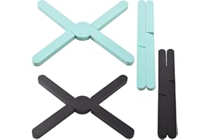 Newk 4 Pack Silicone Folding Trivets, Eco Expanding Silicone Pot Holder, Hot Pad, Collapsible Cross Design