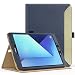 Produktbild MoKo Samsung Galaxy Tab S3 9.7 Hülle - Schlank Folding Kunstleder Schutzhülle Leder Hülle Tasche Ledertasche Etui Smart Case Cover mit Standfunktion Dokumentschlitze Auto Sleep/Wake up Funktion für Samsung Galaxy Tab S3 9.7 Zoll 2017 (SM-T820 / T825, Keine Stiftversion), Marineblau & Aprikose