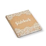 Image de Gästebuch Hochzeitsgästebuch beige natur braun vintage Spitze Kraftpapier Look edel quadratisch 16