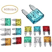 60Stück Mini ATC Auto Sicherungen - 5A 10A 15A 20A 25A 30A
