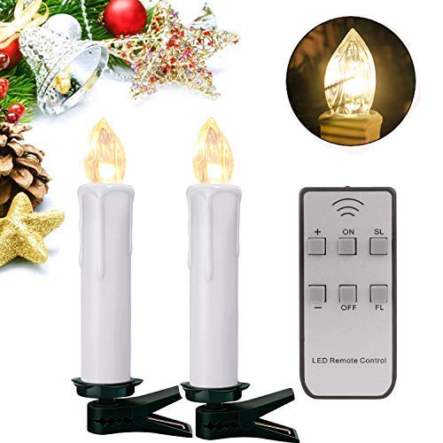 Price comparison product image 20stk. LED Kerzen Lichterkette Kabellos Weihnachtskerzen Christbaumschmuck Christbaumkerzen Weihnachtsbaumbeleuchtung mit Fernbedienung KabellosWeiss Hülle)