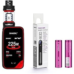 AUTÉNTICO SMOK X PRIV Kit 225W TFV12 PRINCE 2mL Tank Cigarrillo electrónico (Negro/ROjo) SMOK XPRIV con 2 X EFEST 3000 mAh Batería y cargador de 18650 batería PEACEVAPE™ Sin Tabaco - Sin Nicotina