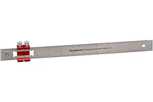 Woodpeckers Paolini Pocket Rules, 300mm Metric Stainless Steel Woodworking Ruler with Slide Stops