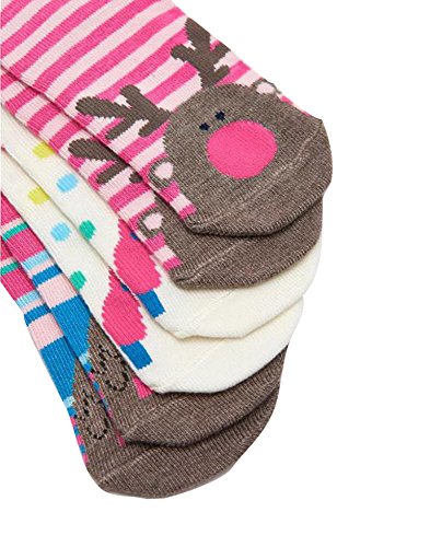 Joules Baby Three Pack Baby Christmas Socks - Pink X-Mas - 12-24 months