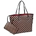 Produktbild Daisy Rose Checkered Tote Umhängetasche mit Innentasche - Pu Vegan Leder Mittel Braun