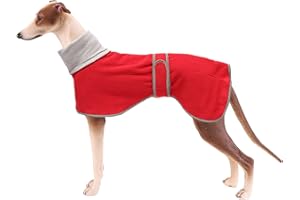 MOREZI Chaqueta para Perro de Cuello Alto, Material de vellón de poliéster Suave, Adecuado para Galgos, sabuesos y Galgos y Otros Perros medianos y Grandes-Rojo-XL