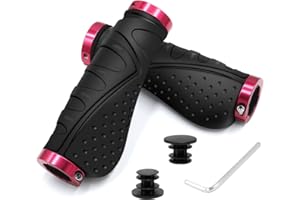 HNOOM Manopole Bici 22mm Impugnature per Manubrio Bici Gomma Antiscivolo Manopole MTB Ergonomiche Bici impugnature Universale Manopole per Bicicletta, Doppio Serratura in Alluminio