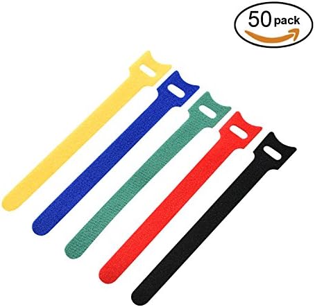 Saisn 50pcs Reusable Fastening Cable Ties Self Gripping fastening Strap Cord Management (6 Inch, Multicolour)