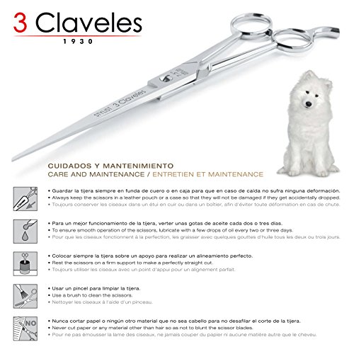 3 Claveles 16 X XX – Professional Hairdressing Scissors in Hot Forged Stainless Steel, Serie XXX, Special Pets Pre-Wash, Measure XXX 16.5 cm 6.5'' Stylist - Image 4