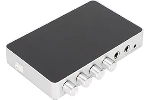 CCYLEZ HDMI Mixer, Adjustable Sound Microphone Amplifier with HD Display, 4K 1080P DC 12V, Digital Mixer for Karaoke, Smart TV, PC, Speaker (Black)