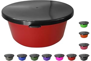 NETPROSHOP 5 Liter Futterschüssel mit Schwarzem Deckel Müsli Schale groß Lebensmittelecht, Farbe:Rot