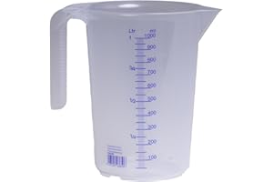 Hünersdorff Caraffa Graduata da 1.000 ml, PP, 2 Scale Manico Aperto, Trasparente, impilabile