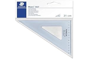 Staedtler 567 21-45 Mars, Équerre Scolaire de 21 Cm 45°/45° en Plastique Bleu Transparent, sous Pochette Plastique