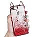 Produktbild Bling Glitzer Flüssig Handyhülle für Apple iPhone 6 / 6S (4,7 Zoll), Misstars Transparent Plating TPU Silikon Backcover mit 3D Cartoon Katzen Ohren Design Anti-Rutsch Kratzfest Schutzhülle, Rot