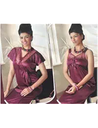 Indiatrendzs Women's Satin Nighty honeymoon Night Wear 2pc Set