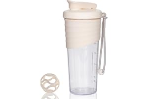 OUOUMUF Protein Shaker,shaker für proteinshakes- für super cremige Fitness Eiweiß Shakes,shaker proteinshaker 700ml - Langlebiger, Auslaufsicherer, Geruchsneutraler Shake Becher BPA-frei(Beige)