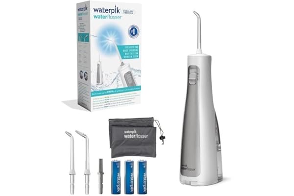 Waterpik - Hydropulseur Sans Fil Freedom, Jet Dentaire Portable de Voyage, Alimenté par Piles, Utilisable Sous la Douche, Blanc (WF-03UK010)