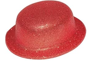 P'tit Clown 63542 - Sombrero de plástico Adhesivo con Bordes Redondeados con Purpurina, Color Rojo