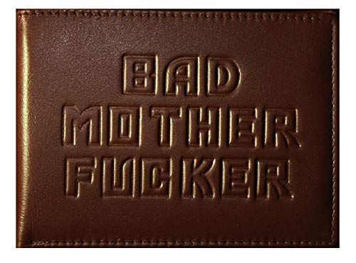 Bad Mother Fucker - Cartera 100% Piel), color marrón