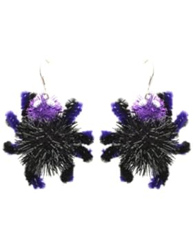 Zest Schwarz & Lila Sparkly 3D Spider Halloween Ohrringe–gepiercten Ohren