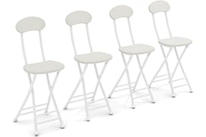 Warmiehomy 4 X Folding Chair with Metal Frame, Folding Dining Kitchen Chair, Cream Bar Stools to Sit on Multi-Purpose Indoor & Outdoor