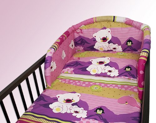2 Piece/Pc BABY BEDDING SET COT BED QUILT/DUVET PILLOW CASE COVER 150x120 (Teddy&Fish Pink)