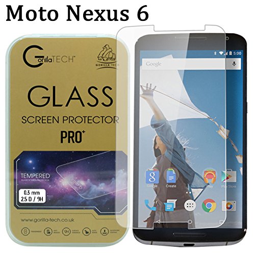 Gorilla Tech Premium Tempered Glass Screen Protector for Motorola Nexus 6 Invisible Shield Cover 9H Hardness HD Crystal Clear Shatter and Scratch Resistant 3D Touch Compatible LCD Screen Guard