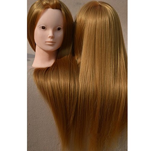 Neverland Professional 22" 60% Real Human Hair Hairdressing Equipment Styling Head Doll Mannequin Training Head Tools Braiding Cutting Student Practice Makeup Model with Clamp