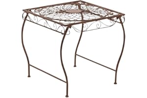 CLP Table de Jardin Carrée ZARINA | Table de Balcon de Style Nostalgique en Fer Hauteur 46 cm | Table de Terrasse à 4 Pieds Stable | Meuble de Jardin avec Surface 45 x 45 cm en Différentes Couleurs Marron antique