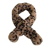 GreatestPAK Damen Schal Doppelkugel Leopard Plüsch Winter Warme Mädchen Leopardenmuster Verdicken Mode