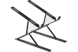 VVGAOGES Laptop Ständer,Aluminium Höhenverstellbarer Belüfteter Notebook Ständer,Faltbarer tragbarer Laptop Stand Halterung alle 10-15,6 ” Laptops Tablet (Schwarz)