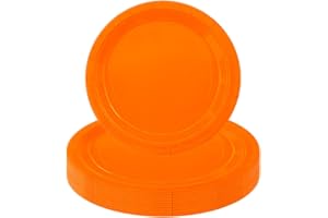 POPOYU 16Pcs Orange Party Paper Plates 7inch,Paper Orange Plates Orange Paperplates Party Table Decorations for Kids Picnic Birthday,Baby Shower Graduation Wedding Christmas Party Supplies